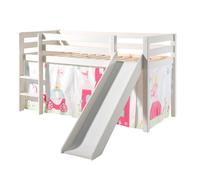 Lit Enfant Avec Toboggan "Pino Princesse" 90x200cm Blanc