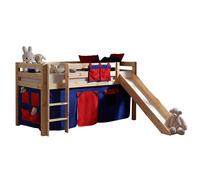 Lit Enfant Avec Toboggan "Pino Rouge" 90x200cm Naturel