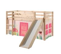 Lit Enfant Avec Toboggan "Pino Spring" 90x200cm Naturel