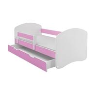 Lit Enfant Bébé 140x70 + TIROIR Matelas Sommier Gratuite Rose ACMA II