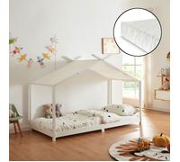 Lit enfant Brome forme maison avec matelas 90 x 200 cm blanc