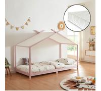 Lit d'enfant 'Brome' lit de maison avec matelas 90 x 200 cm rose