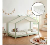 Lit d'enfant 'Brome' lit de maison avec matelas 90 x 200 cm vert menthe