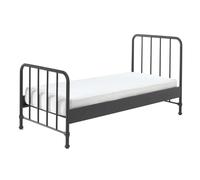 Vipack Lit simple Bronxx en métal noir mat 90 x 200 cm