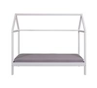 Lit enfant cabane 90x200cm en pin massif vernis coloris blanc - longueur 207 x profondeur 97 x hauteur 174 cm - -