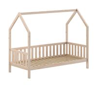 VIPACK - CABANE lit de maison 90x200 cm et rebord latéral, pin massif naturel