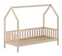 VIPACK - CABANE lit de maison 90x200 cm et rebord latéral, pin massif naturel