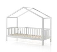 Vipack Lit cabane Dallas 90 x 200 cm sommier inclus rebord latéral Blanc