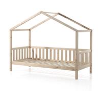 Vipack Lit de maison Dallas avec clôture Naturel 90 x 200 cm