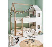Lit enfant cabane superposé blanc 90X190