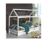 Lit Enfant Cabane & Tiroir "Dallas" 90x200cm Blanc