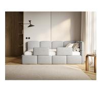 Lit enfant - CLOUDY - 120x200 cm - tête de lit à droite - matelas & coffre de rangement - bou ris clair
