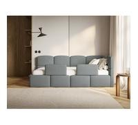 Selsey Cloudy – Lit enfant 120x200, tête de lit à droite, matelas et coffre de rangement, chenille gris foncé
