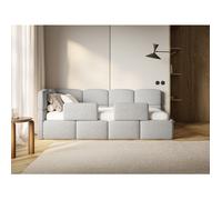 Lit enfant - CLOUDY - 120x200 cm - tête de lit à gauche - matelas & coffre de rangement - bou ris clair
