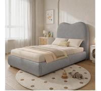 Lit enfant coffre 90×200 cm Lit 1 place vérin hydraulique tête de lit rembourrée et rangement sans matelas gris