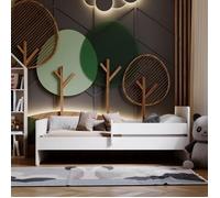 Lit enfant Complet 80x160 cm MAX sommier, barrièreères, matelas pour Filles garçons lit Simple - BLANC