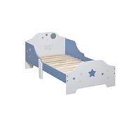 HOMCOM Lit pour Enfants, lit au Sol Enfant, de 3 à 6 Ans, 143 x 74 cm, Design étoiles, sommier à Lattes Inclus, pour Une Chambre d'enfant, Bleu Blanc
