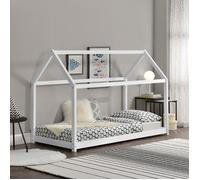Lit d'enfant 80x160cm maison en bois maison de lit pour enfants lit de chambre d'enfant bois de pin blanc [en.casa]