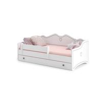 Kobi Lit d'enfant EMMA avec tiroir et barrière 180 x 80 cm Gris