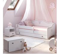 Lit enfant - EMMA - 70x140 - Avec matelas, sommier et tiroir -blanc/gris