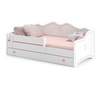 Lit Enfant Emma 160x80 avec Un tiroir, Une Balustrade, Un Matelas et Un Cadre