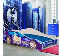 Lit enfant en forme de voiture ""Shérif"" 140 x 70 cm + sommier + matelas