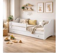 Lit enfant ERYK 160x80 avec matelas + sommier + tiroir + poignées blanches