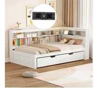 Lit enfant et ados - O.YE - 90 x 200 cm - Bois massif - Prise USB - Rangement intégré