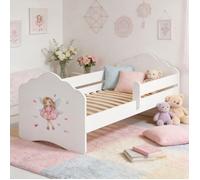 Lit enfant FALA 140x70 avec barrière - motif FILLE AVEC AILES - SANS MATELAS
