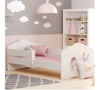 Lit enfant FALA 140x70 cm + sommier + matelas + barrière de sécurité