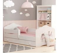 Lit enfant FALA 80x160 cm + sommier + matelas + tiroir + barrière de protection