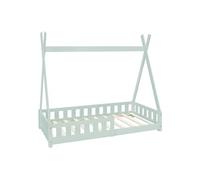ML-Design Lit d'Enfants Tipi Vert Menthe avec Protection Contre les Chutes en Bois de Pin Vert G