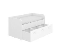 Lit enfant gigogne 90 x 190 cm en mélamine coloris blanc avec 3 tiroirs - Longueur 194.3 x Profondeur 97 x Hauteur 60 cm - -