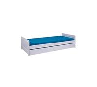 Lit enfant gigogne 90 x 200 cm en pin massif coloris blanc - Longueur 208 x Profondeur 96 x Hauteur 52 cm --