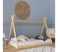 Happy Garden Lit tipi pour enfant VALENTIN 190x90 cm en bois, sommier à lattes, lit au sol