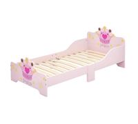HOMCOM Lit enfant 140 x 70 cm design princesse motif couronne, sommier à lattes inclus, MDF rose