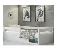 Lit Enfant Hugo 80x160 avec sommier et Espace de rangement sous Le lit Fonctionnel Lit Simple,Montessori (blanc)
