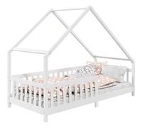 IDIMEX Lit cabane CORA lit Enfant Simple Montessori asymétrique en Bois 90 x 190 cm en pin Massif lasuré Blanc