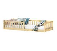 Idimex Lit enfant Gustavo – lit au sol 90×190 cm, style Montessori, barrières, pin massif