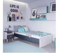 Lit enfant KARO 90x190 cm + sommier, BLANC/GRIS