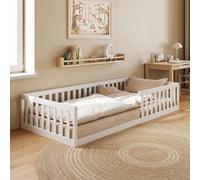 Lit enfant Kids Collective Lit au sol 90 x 200 cm avec barrière de sécurité et sommier à lattes Lit Montessori Lit à barreaux Lit enfant Lit adolescent Lit simple | Blanc | Autres tailles 120 x 200 14