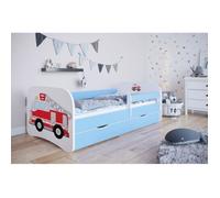 Lit enfant Kocot Kids pompier bleu avec tiroir 140x70 en bois - sans matelas