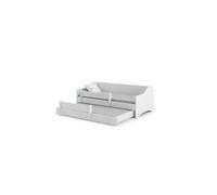 Lit enfant Kris blanc + gigogne 160x80cm - avec matelas