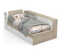 LIFE Lit d'enfant 90 x 190/200 - Espace de rangement - Chêne et blanc