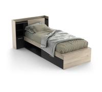 CALICOSY - Lit en 90x190/200 cm 1 tiroir et 1 niche - L124,5 cm