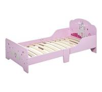 HOMCOM Lit Enfant - lit d'enfant Design Princesse Motif château - sommier à Lattes Inclus - MDF Contre-plaqué Rose