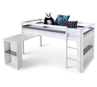 Lit Enfant Lit Superposé 90x200 Lit D'Enfant Lit Mezzanine Bois Blanc Bureau