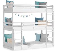 Lit Enfant Lit Superposé 90x200 Lit Triple Lit D'Enfant Bois Blanc