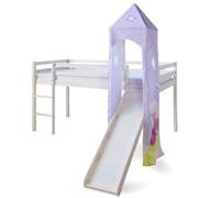 Lit Enfant Lit Superposé 90x200 Tour De Toboggan Lit D'Enfant Bois Blanc