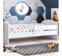 Lit enfant LUK 140 x 70 avec barrière de sécurité et matelas - avec motif d’ourson mignon